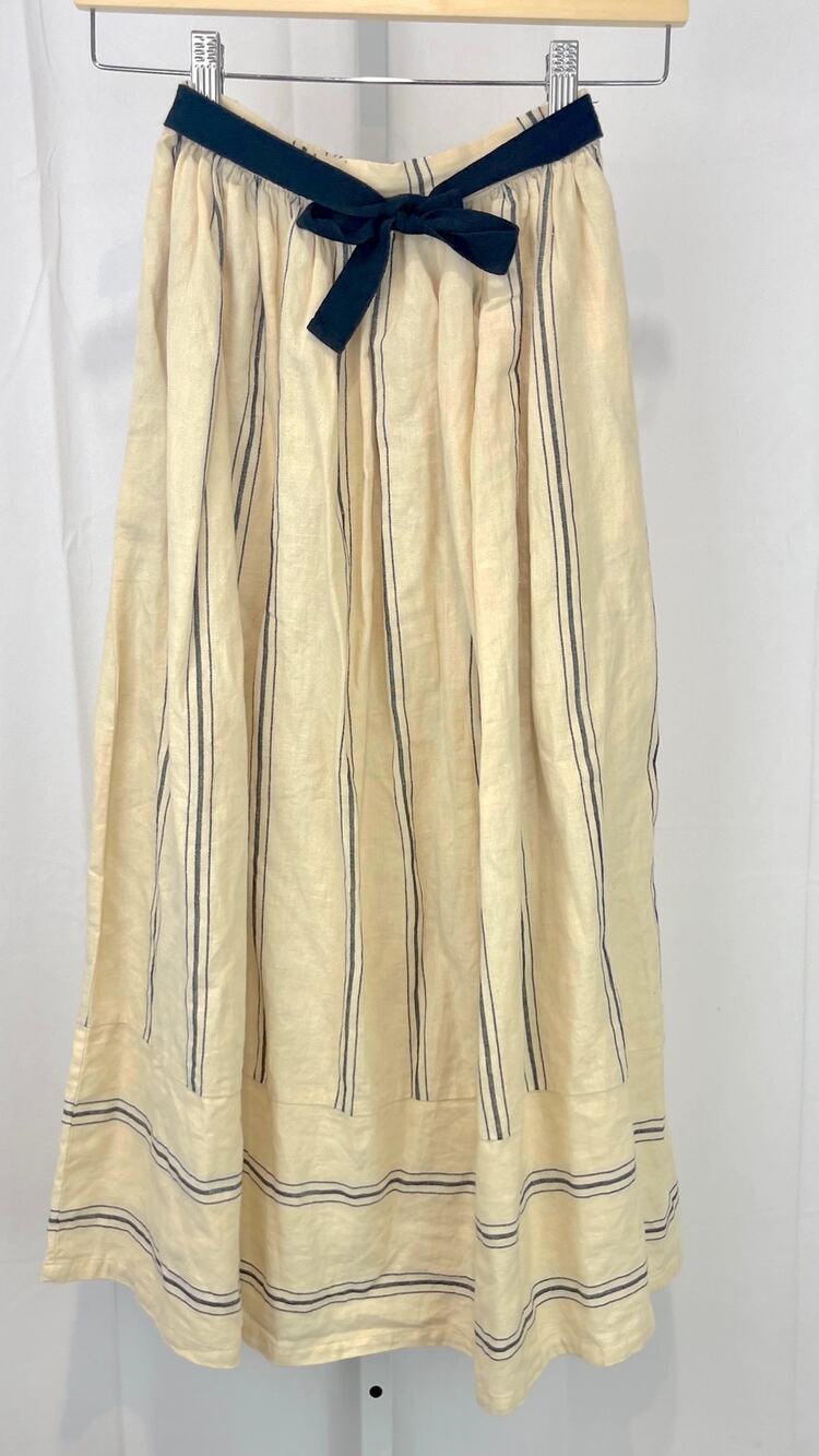 LITTLE CREATIVE FACTORY Girls Striped Cotton Linen Skirt Bow Beige Blue Size 10
